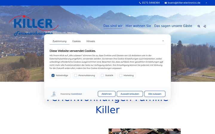 Screenshot of killer-fewo.de