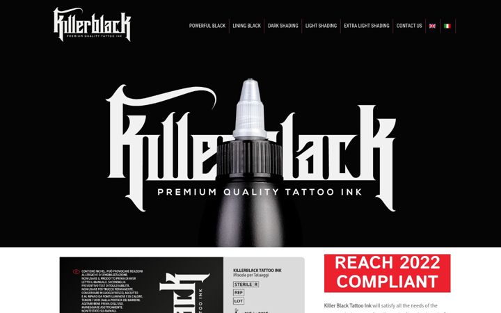 Screenshot of killerblacktattooink.com