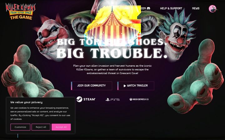 Screenshot of killerklownsthegame.com