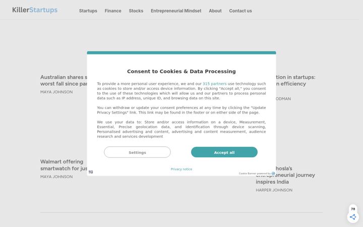 Screenshot of killerstartups.com