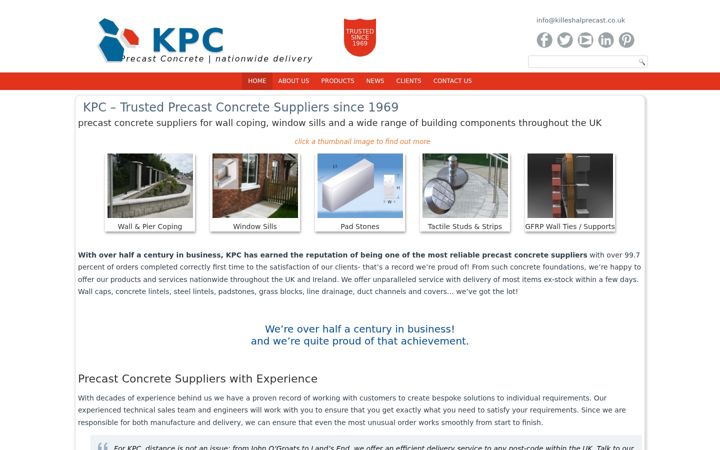 Screenshot of killeshalprecast.co.uk