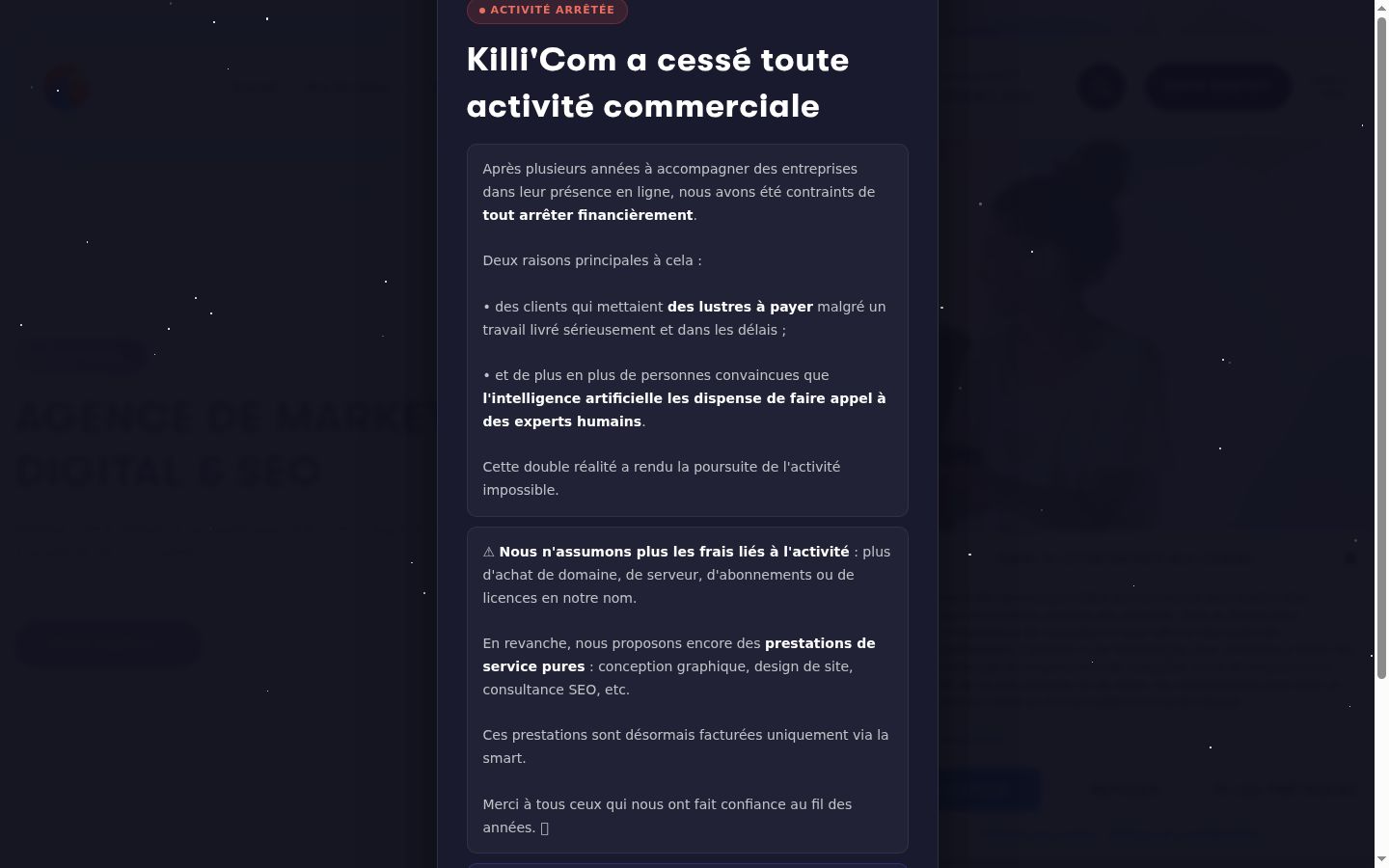 Capture d'écran de la bannière de consentement affichée avant toute interaction