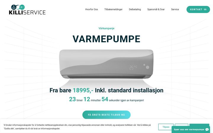 Screenshot of killiservice.no