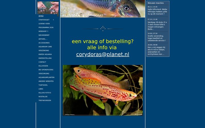 Screenshot of killivissenencorydoras.nl