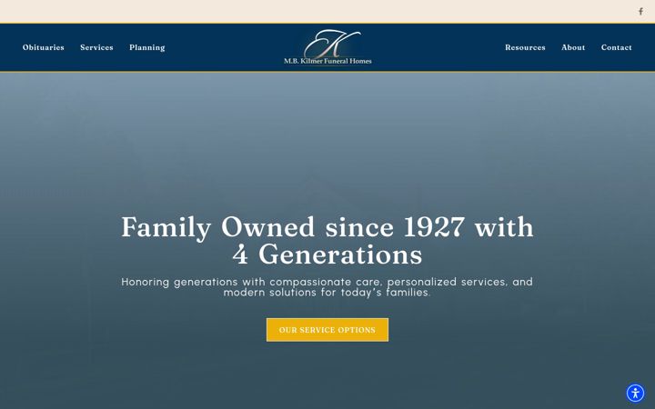 Screenshot of kilmerfuneralhome.com