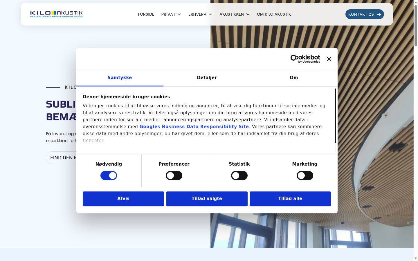 Capture d'écran de la bannière de consentement affichée avant toute interaction