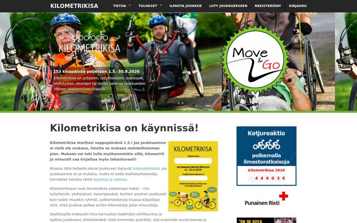 Screenshot of kilometrikisa.fi