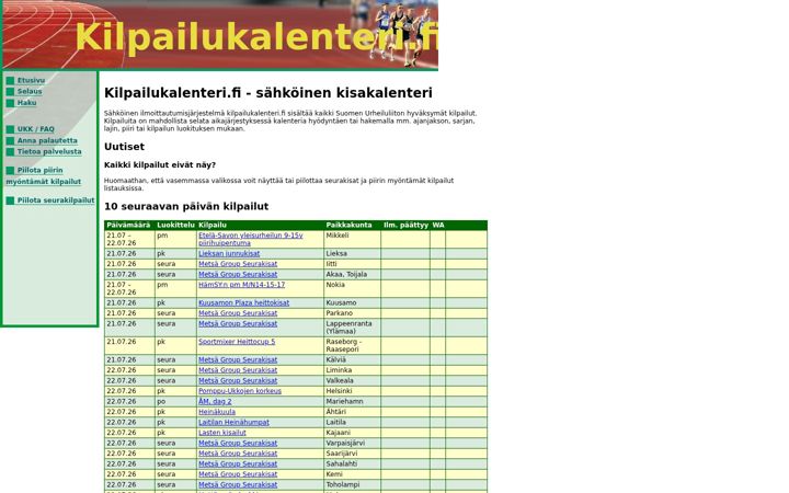 Screenshot of kilpailukalenteri.fi