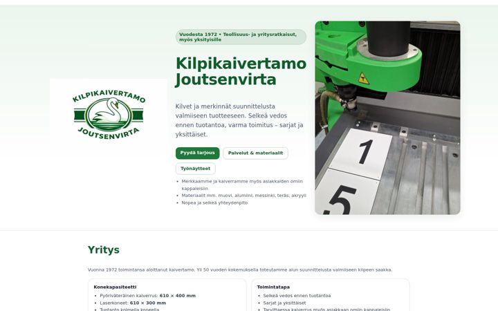 Screenshot of kilpijoutsen.fi