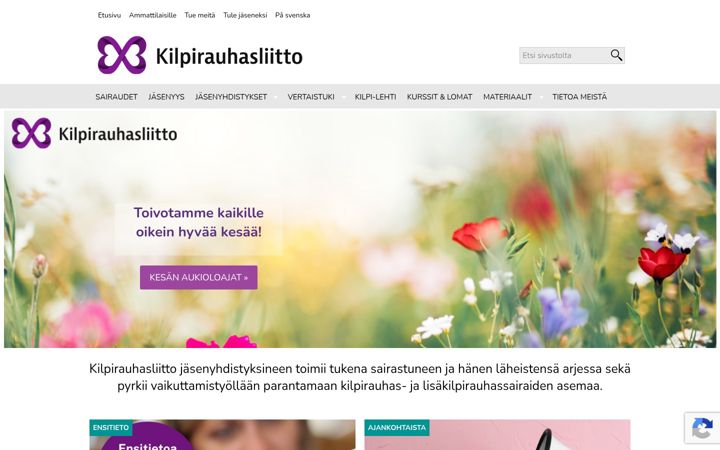 Captura de pantalla de kilpirauhasliitto.fi