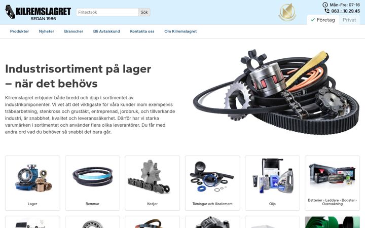Screenshot of kilremslagret.se