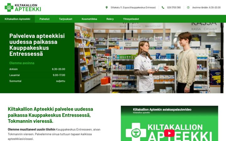 Zrzut ekranu kiltakallionapteekki.fi