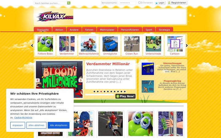 Screenshot of kilvax.com