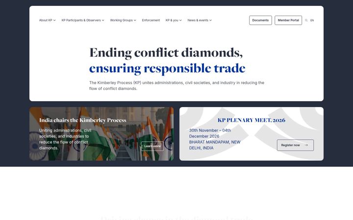 Screenshot di kimberleyprocess.com
