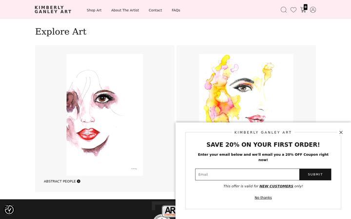Screenshot of kimberlyganleyart.com