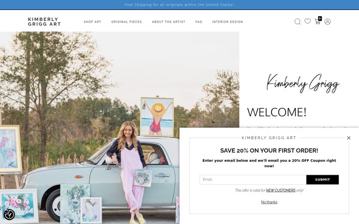 Screenshot of kimberlygriggart.com