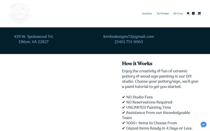 Screenshot of kimbodesigns.com