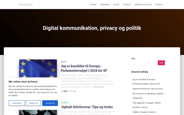 Screenshot of kimelmose.dk