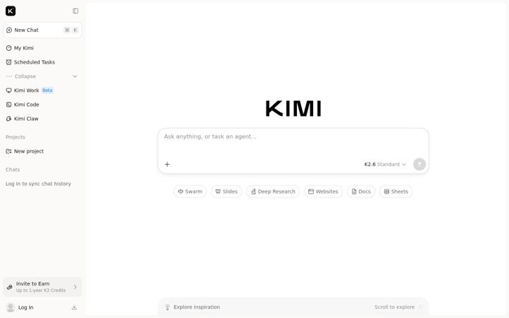 Screenshot of kimi.ai