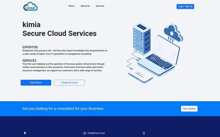 Screenshot of kimia.cloud