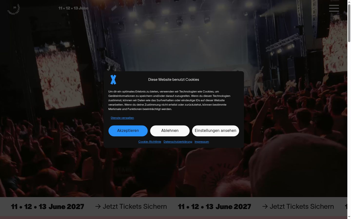 Screenshot of the consent banner shown before any interaction