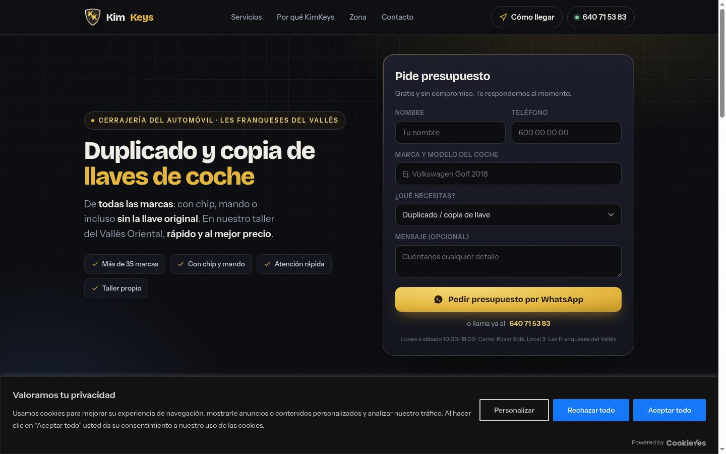 Capture d'écran de la bannière de consentement affichée avant toute interaction