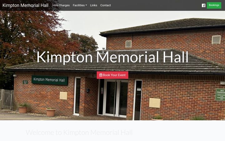 Screenshot of kimptonmemorialhall.co.uk