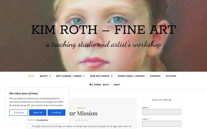 Screenshot of kimrothart.com