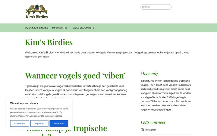 Screenshot of kimsbirdies.nl