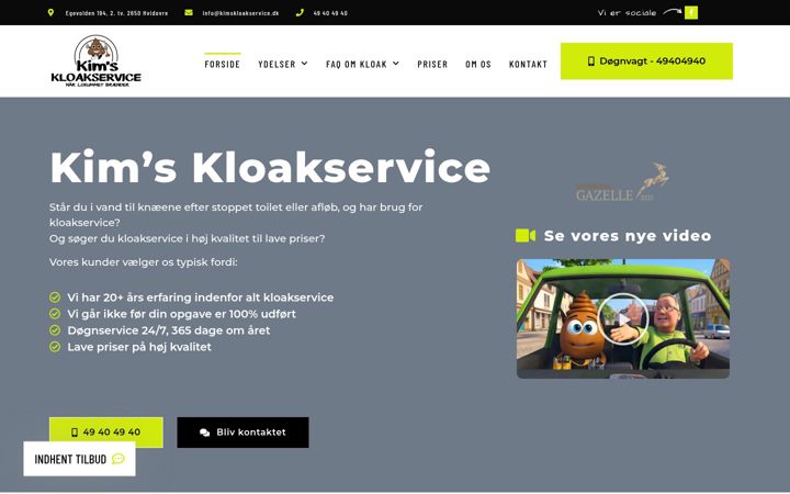 Screenshot of kimskloakservice.dk