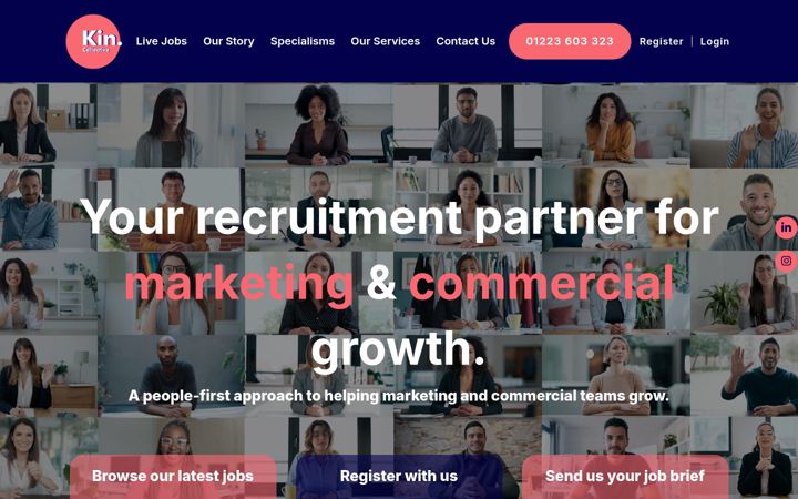 Screenshot of kin-collectiverecruitment.co.uk