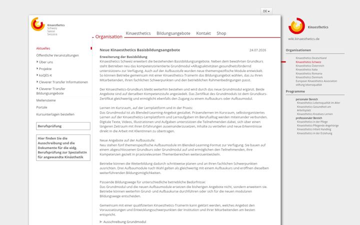 Screenshot of kinaesthetics.ch