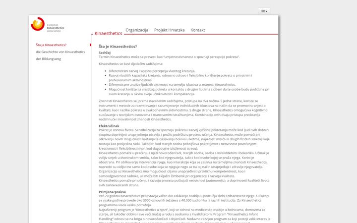 Screenshot of kinaesthetics.hr