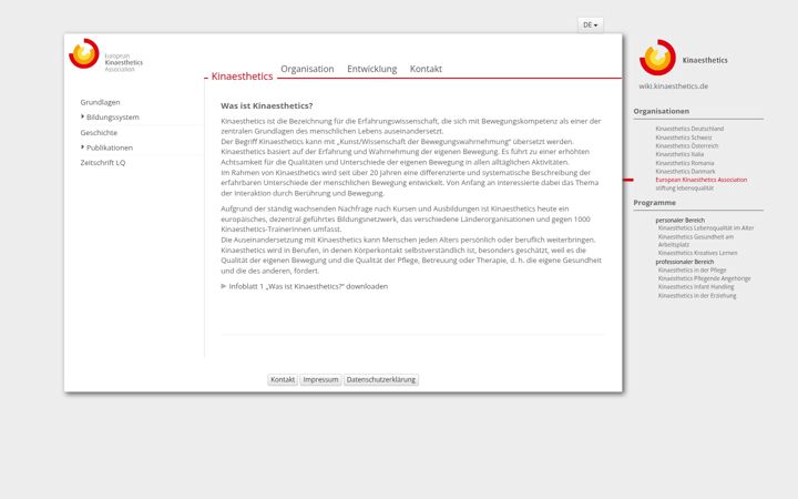 Screenshot of kinaesthetics.net