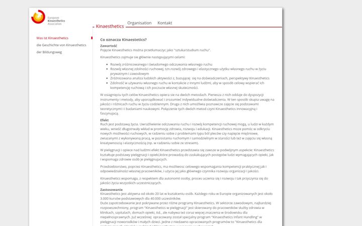 Screenshot of kinaesthetics.pl