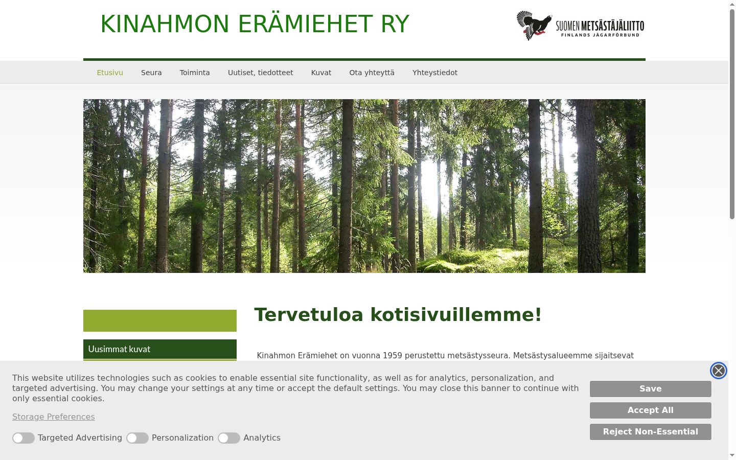 Ekrānuzņēmums ar piekrišanas baneri, kas tika rādīts pirms jebkādas mijiedarbības