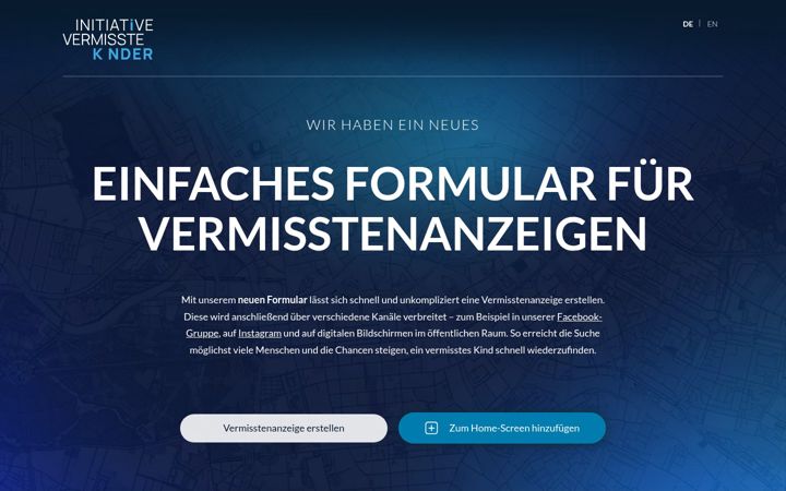 Screenshot ta' kind-vermisst.de