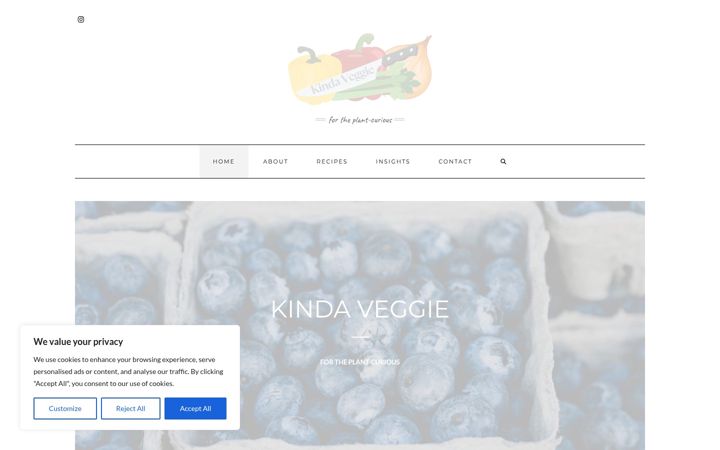 Screenshot of kindaveggie.com