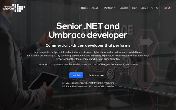 Screenshot of kindbergco.se