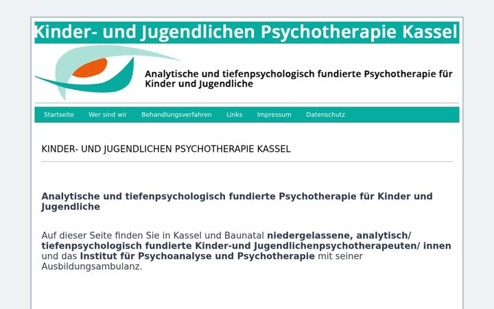 Screenshot of kinder-jugendlichenpsychotherapie-kassel.de