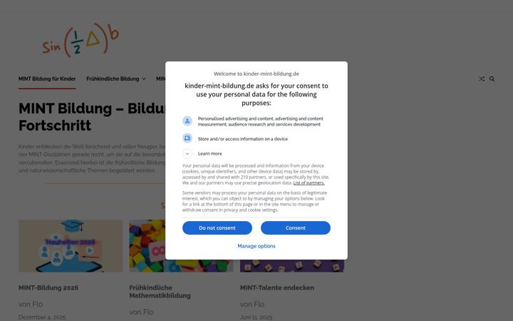 Screenshot of kinder-mint-bildung.de