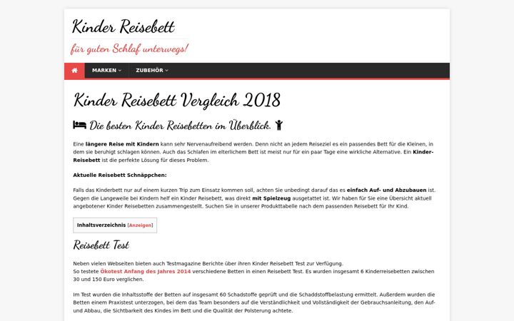 Screenshot of kinder-reisebett.com