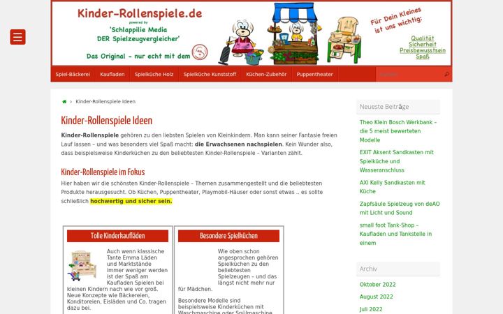 Screenshot of kinder-rollenspiele.de
