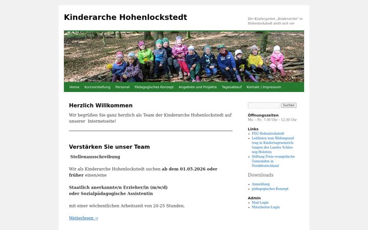 Screenshot of kinderarche-hohenlockstedt.de