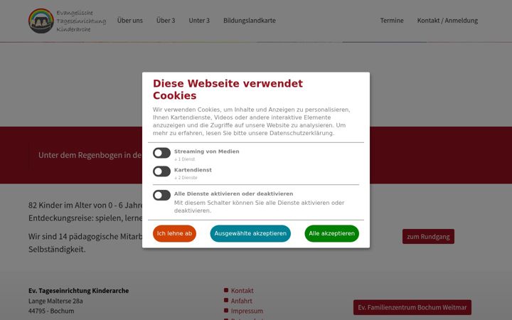 Screenshot of kinderarche-weitmar.de