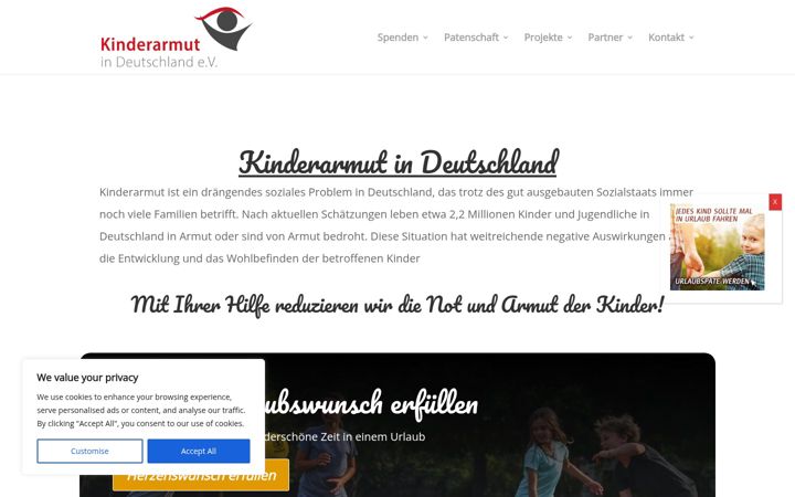 Screenshot of kinderarmut-in-deutschland.de
