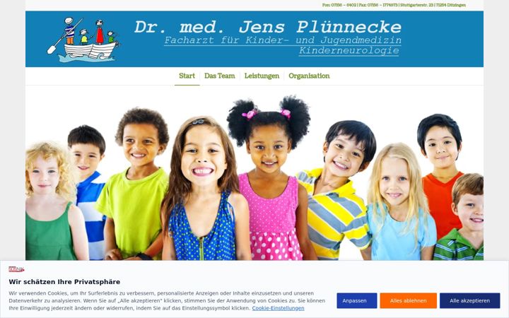 Screenshot of kinderarzt-pluennecke.de