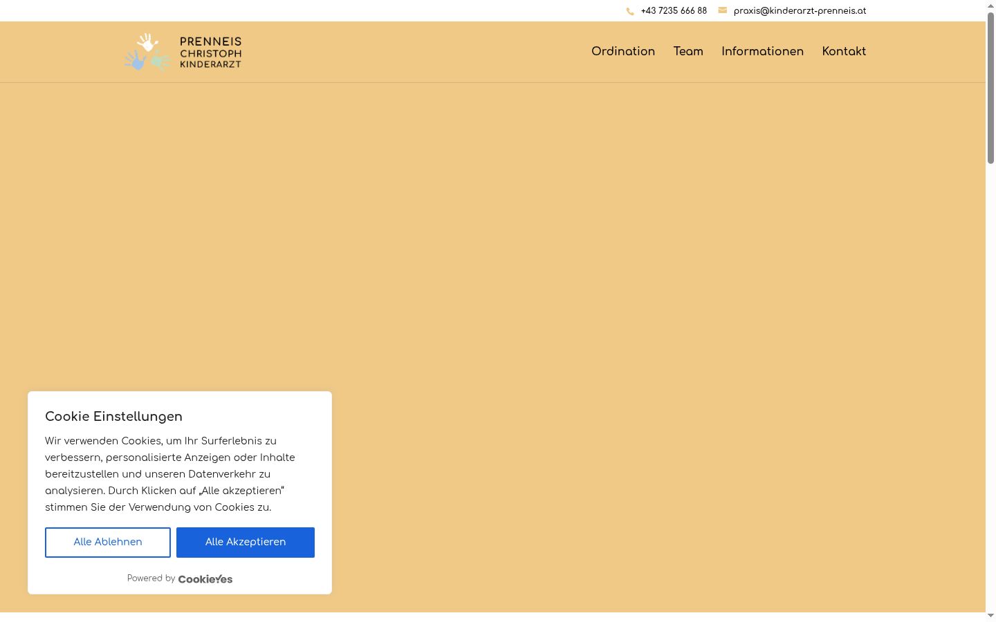 Screenshot del banner di consenso mostrato prima di qualsiasi interazione