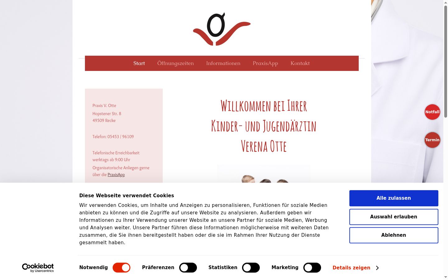 Skärmbild av samtyckesbannern som visades före någon interaktion