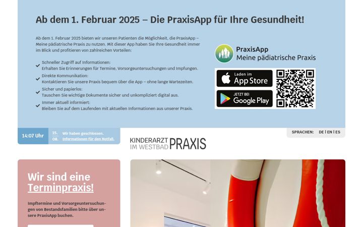Screenshot of kinderarzt-westbad.de